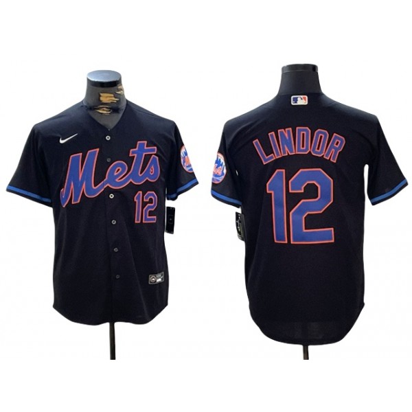 New York Mets #12 Francisco Lindor Black Limited Jersey