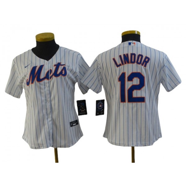 New York Mets #12 Francisco Lindor Women's White Cool Base Jersey