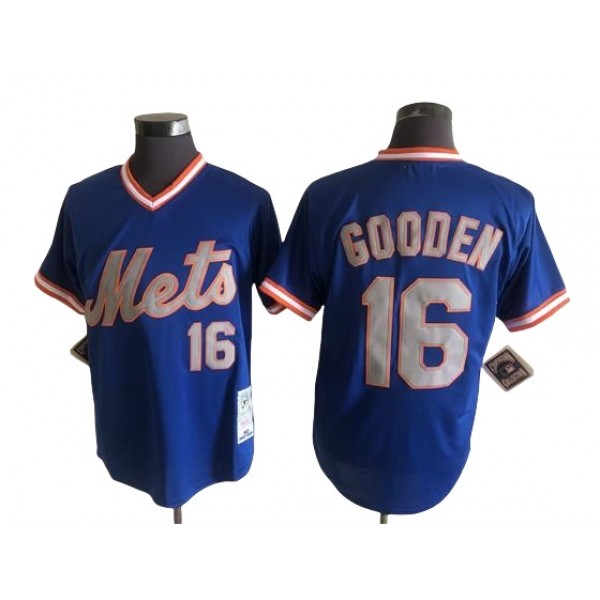 New York Mets #16 Dwight Gooden 1983 Blue Throwback Jersey