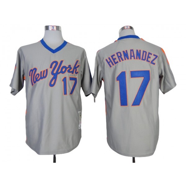 New York Mets #17 Keith Hernandez 1987 Grey Throwback Jersey