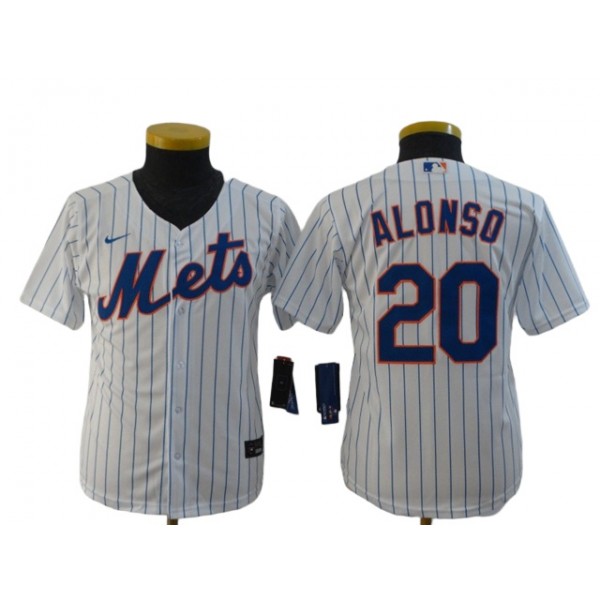 New York Mets #20 Pete Alonso Youth White Cool Base Jersey