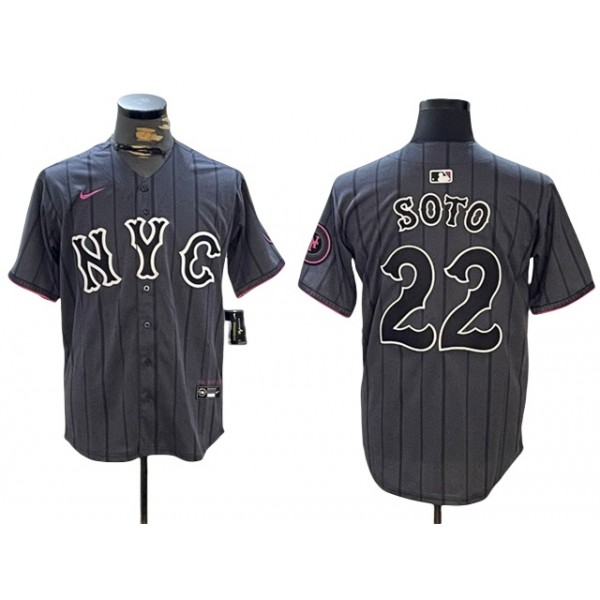 New York Mets #22 Juan Soto Graphite 2024 City Connect Cool Base Jersey