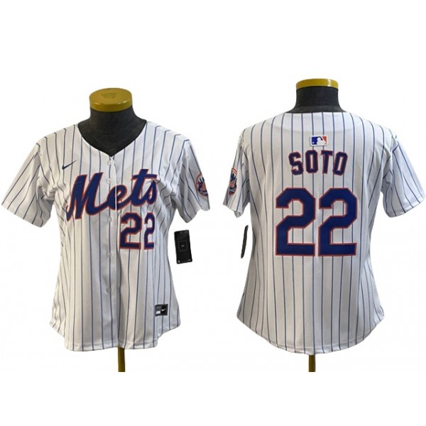 New York Mets #22 Juan Soto Women's White Limited Jersey