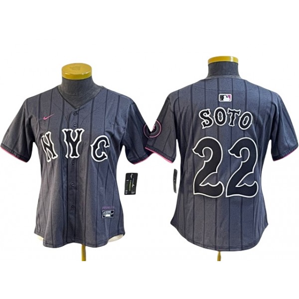 New York Mets #22 Juan Soto Graphite Women's 2024 City Connect Limited Jersey