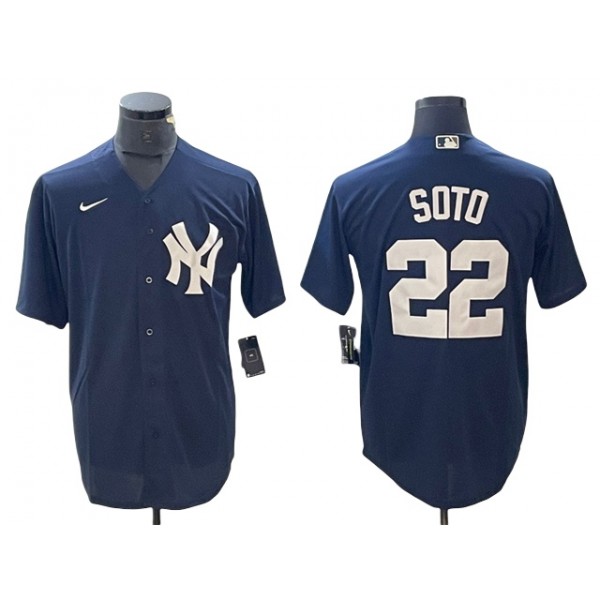 New York Yankees #22 Juan Soto Navy Cool Base Jersey