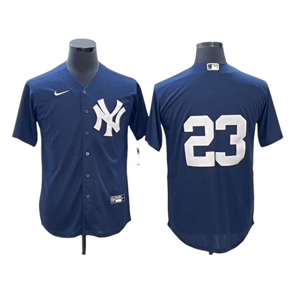 New York Yankees #23 Don Mattingly Navy Without Name Cool Base Jersey