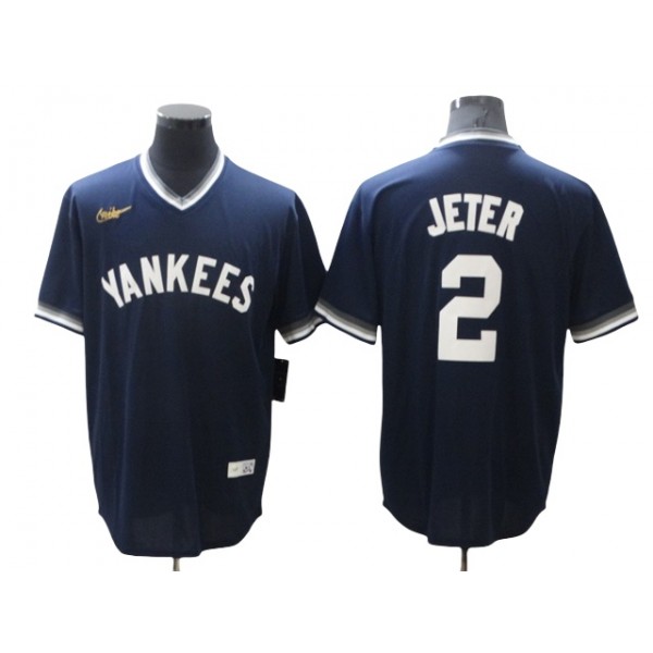 New York Yankees #2 Derek Jeter Navy Cooperstown Collection Cool Base Jersey