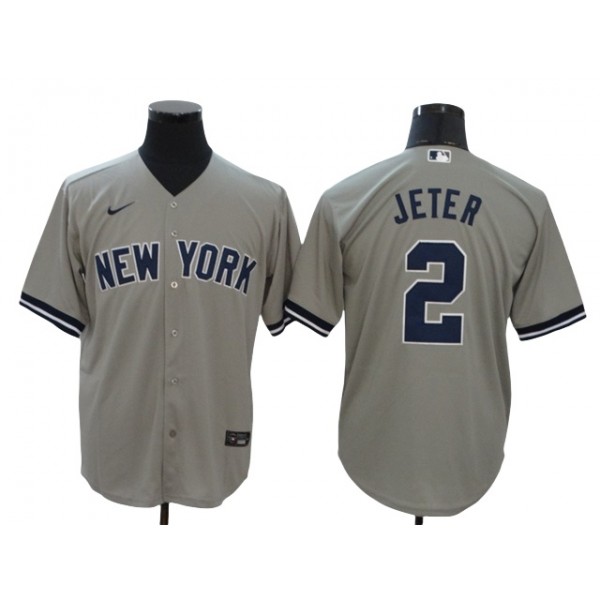 New York Yankees #2 Derek Jeter Gray Cool Base Jersey