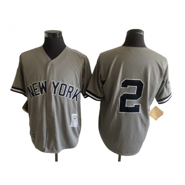 New York Yankees #2 Derek Jeter Throwback Gray Jersey