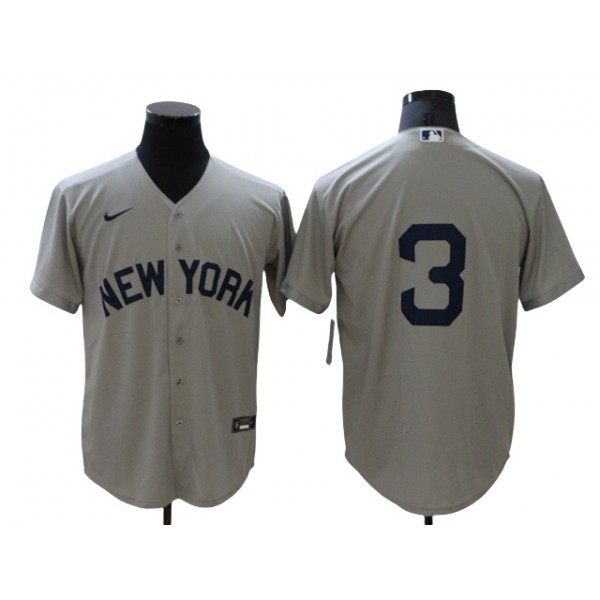 New York Yankees #3 Babe Ruth Gray Away Limited Jersey