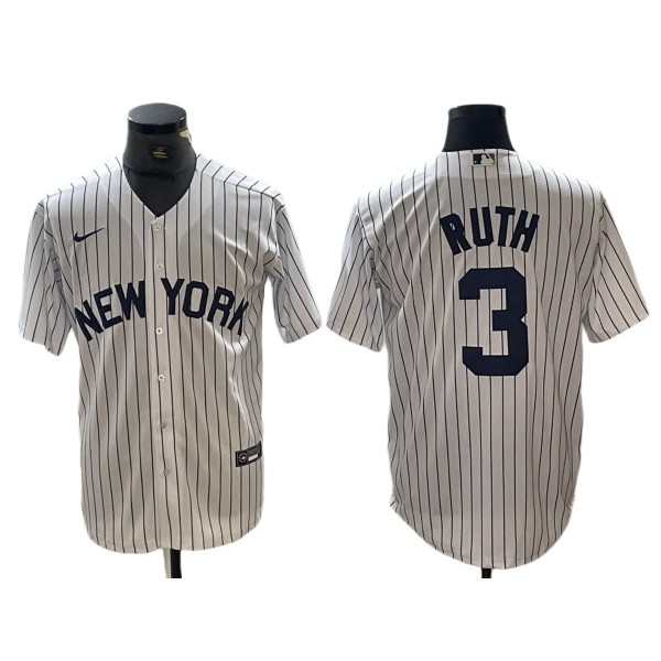 New York Yankees #3 Babe Ruth White Fashion Jersey