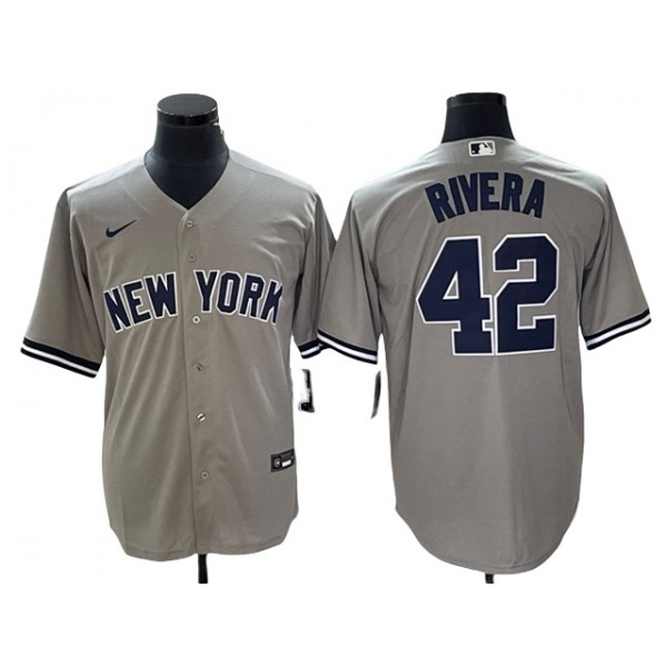 New York Yankees #42 Mariano Rivera Gray Cool Base Jersey