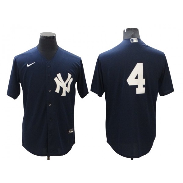 New York Yankees #4 Lou Gehrig Navy Without Name Cool Base Jersey