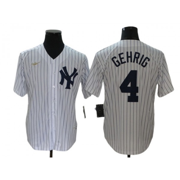 New York Yankees #4 Lou Gehrig White Cool Base Jersey