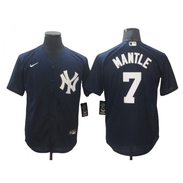 New York Yankees #7 Mickey Mantle Navy Cool Base Jersey