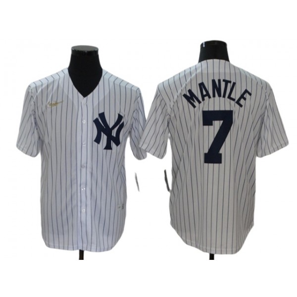 New York Yankees #7 Mickey Mantle White Cool Base Jersey