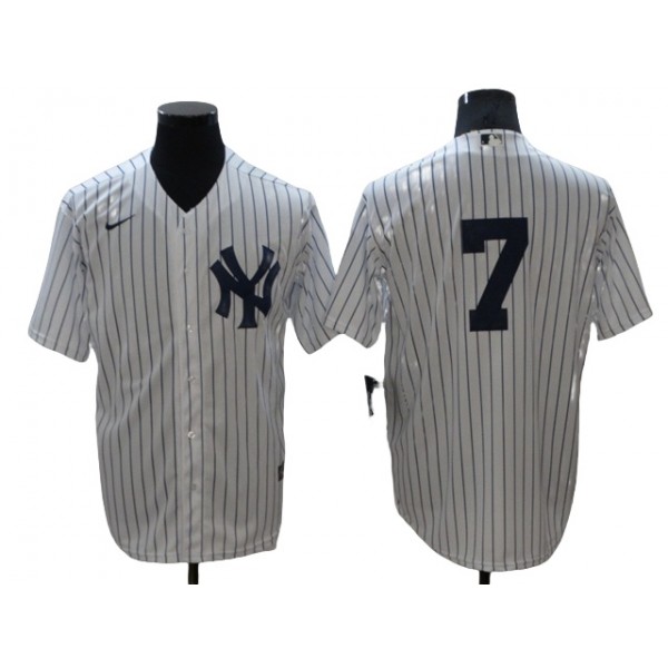 New York Yankees #7 Mickey Mantle White Without Name Cool Base Jersey