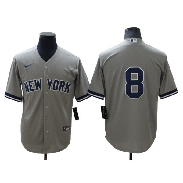 New York Yankees #8 Yogi Berra Gray Without Name Cool Base Jersey