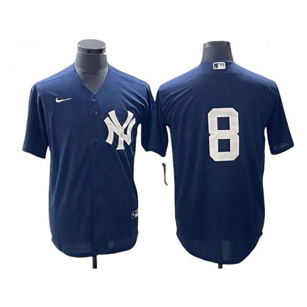 New York Yankees #8 Yogi Berra Navy Without Name Cool Base Jersey