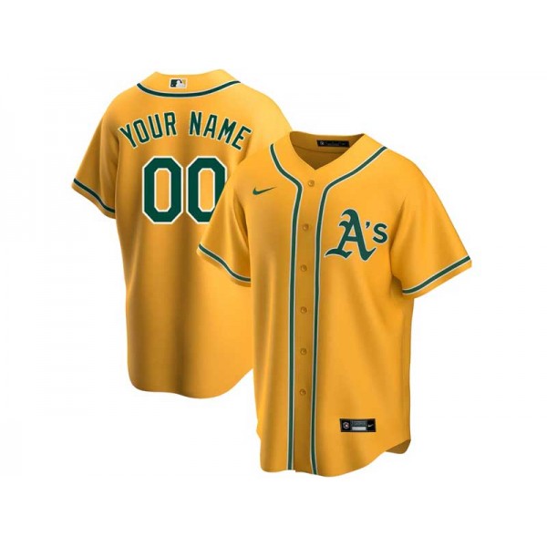 Oakland Athletics #00 Yellow Cool Base Custom Jersey