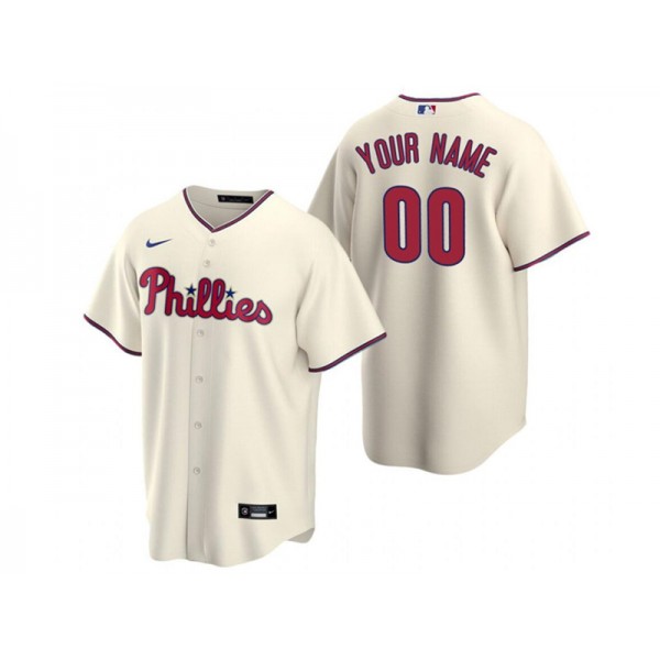 Philadelphia Phillies #00 Cream Cool Base Custom Jersey