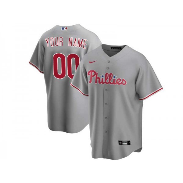 Philadelphia Phillies #00 Gray Cool Base Custom Jersey