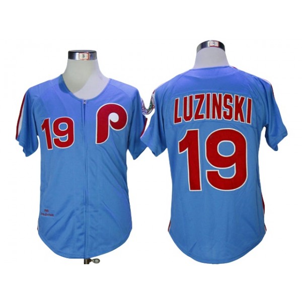 Philadelphia Phillies #19 Greg Luzinski 1983 Light Blue Throwback Jersey