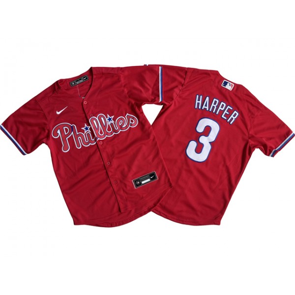 Philadelphia Phillies #3 Bryce Harper Youth Red Jersey