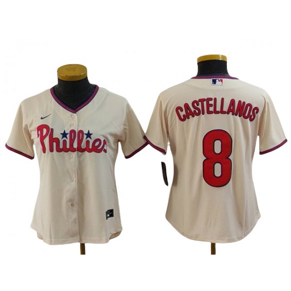 Philadelphia Phillies #8 Nick Castellanos Women's Cream Limited Jersey