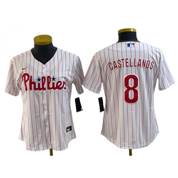 Philadelphia Phillies #8 Nick Castellanos Women's White Cool Base Jersey