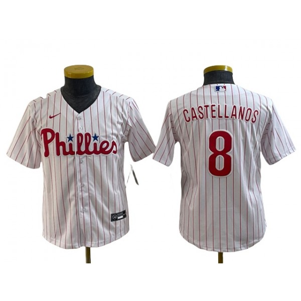 Philadelphia Phillies #8 Nick Castellanos Youth White Cool Base Jersey