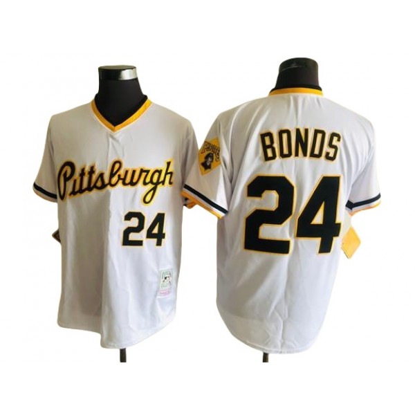 Pittsburgh Pirates #24 Barry Bonds 1992 Throwback White Pullover Jersey