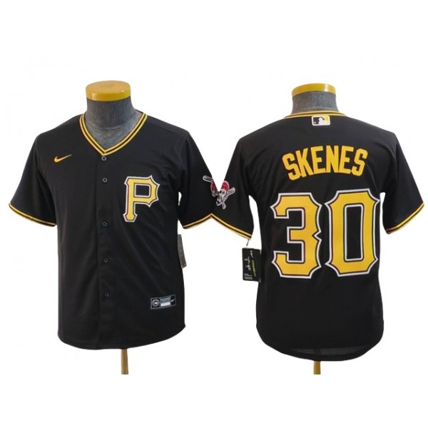 Pittsburgh Pirates #30 Paul Skenes Youth Black Cool Base Jersey