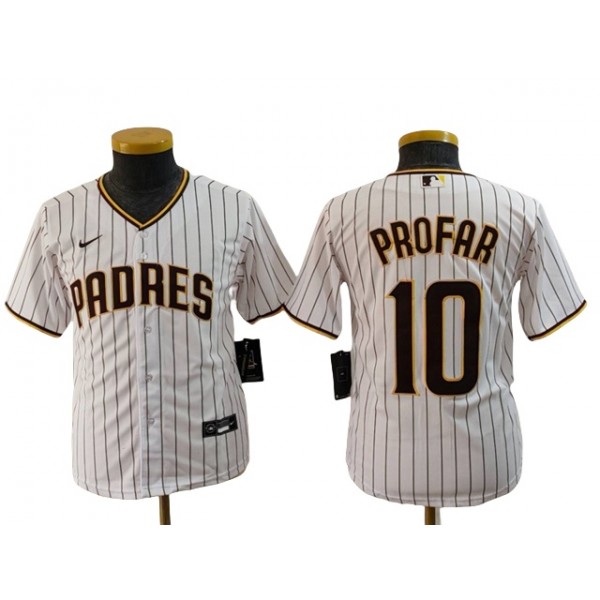 San Diego Padres #10 Jurickson Profar Youth White Pinstripe Jersey