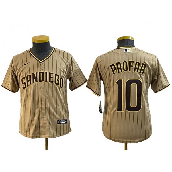 San Diego Padres #10 Jurickson Profar Youth Gray Pinstripe Jersey