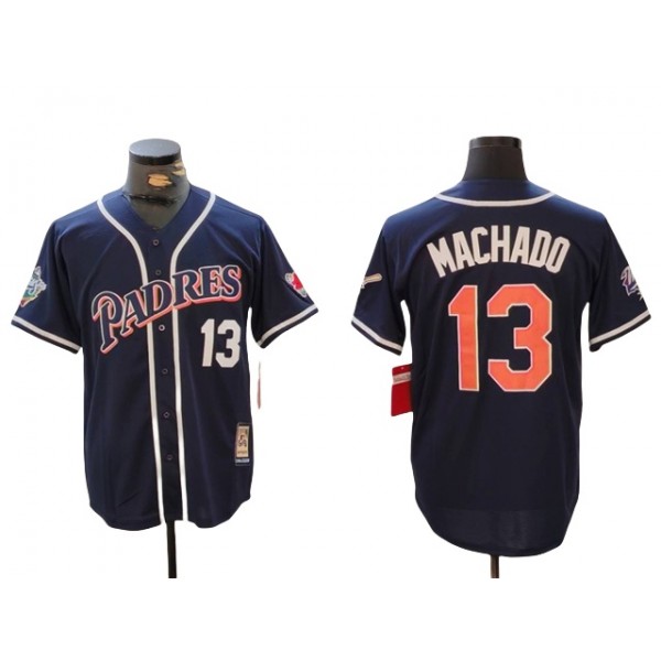 San Diego Padres #13 Manny Machado Throwback Navy Jersey