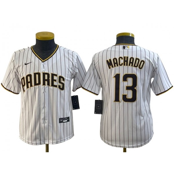 San Diego Padres #13 Manny Machado Youth White Cool Base Jersey