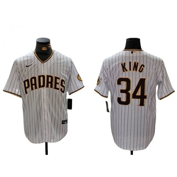 San Diego Padres #34 Michael King White Pinstripe Limited Jersey