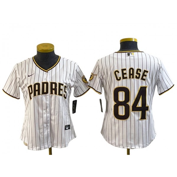 San Diego Padres #84 Dylan Cease Women's White Pinstripe Limited Jersey