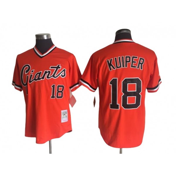 San Francisco Giants #18 Duane Kuiper Throwback Orange Pullover Jersey