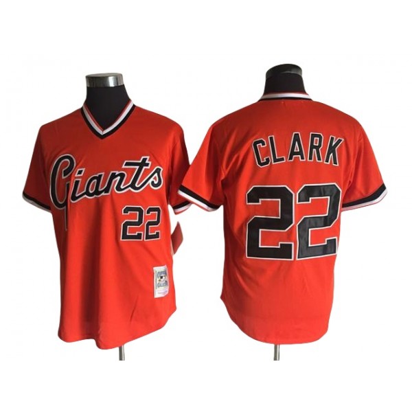 San Francisco Giants #22 Will Clark Throwback Orange Pullover Jersey