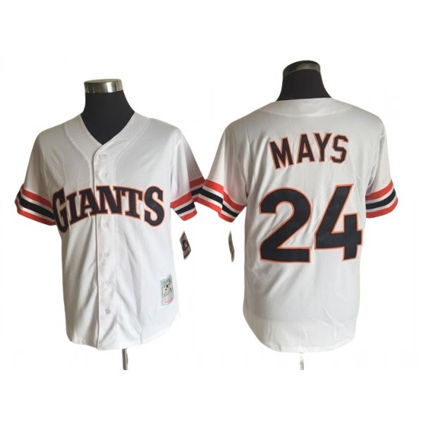 San Francisco Giants #24 Willie Mays Throwback White Jersey