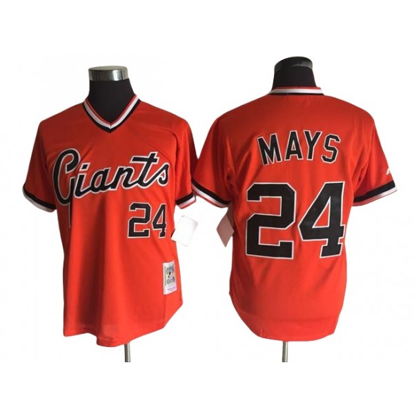 San Francisco Giants #24 Willie Mays Throwback Orange Pullover Jersey