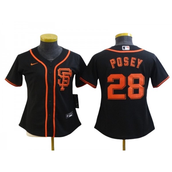 San Francisco Giants #28 Buster Posey Women's Black Cool Base Jersey