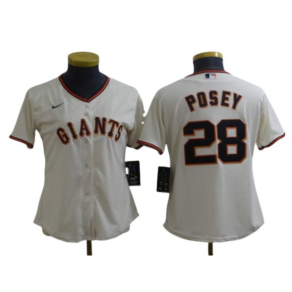 San Francisco Giants #28 Buster Posey Women's Cream Cool Base Jersey