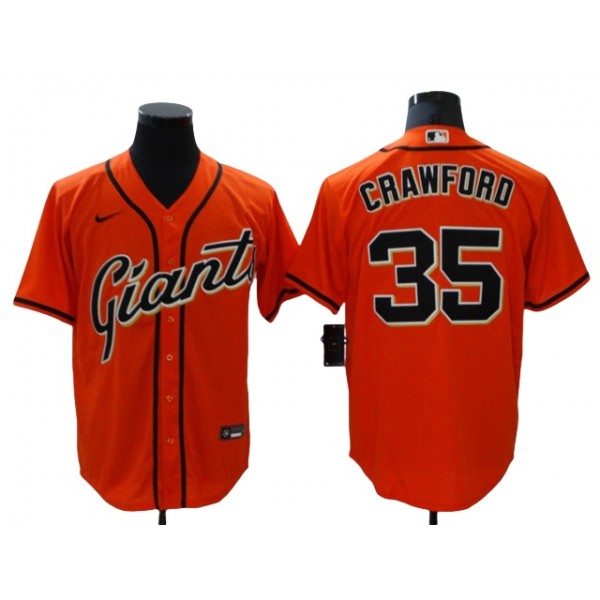 San Francisco Giants #35 Brandon Crawford Orange Cool Base Jersey