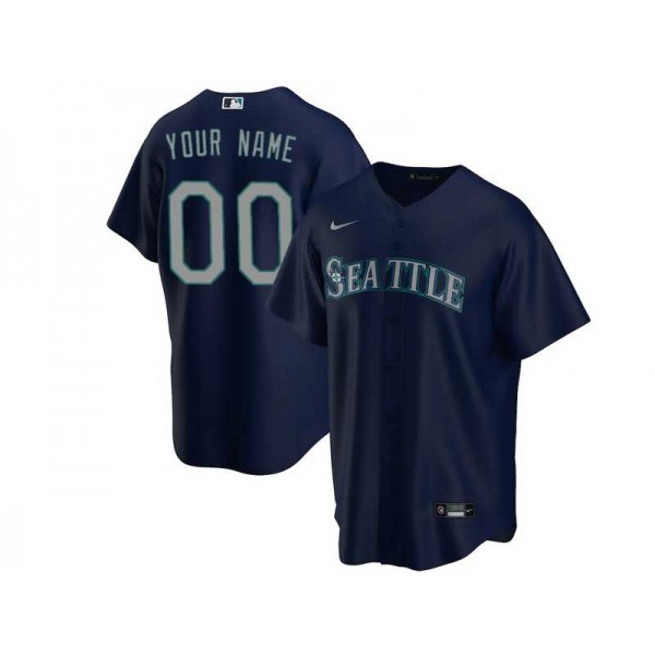 Seattle Mariners #00 Navy Cool Base Custom Jersey