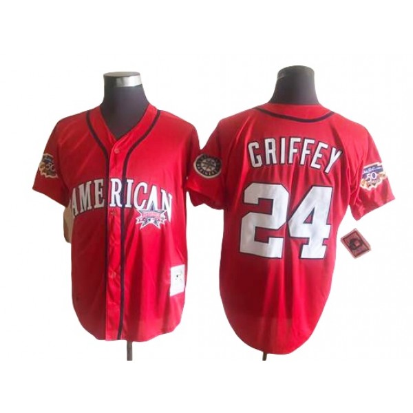 Seattle Mariners #24 Ken Griffey Jr. Throwback Red Jersey