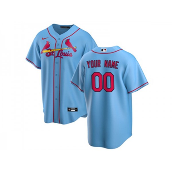 St. Louis Cardinals #00 Light Blue Cool Base Custom Jersey