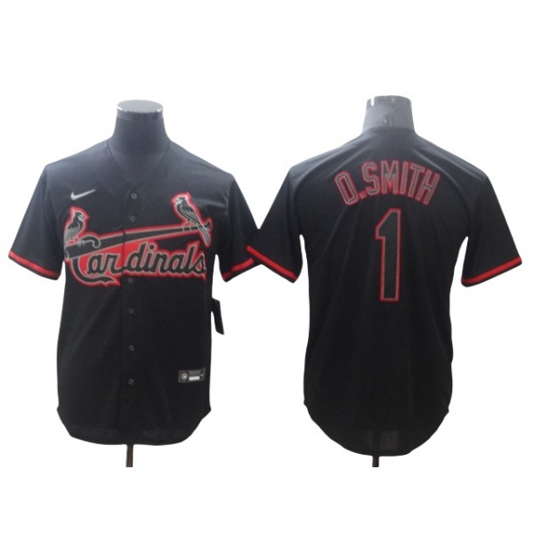 St. Louis Cardinals #1 Ozzie Smith Black Shadow Cool Base Jersey